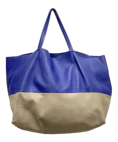 CELINE（セリーヌ）CELINE (セリーヌ) ホリゾンタルカバ バイカラートートバッグ ブルー×グレーの古着・服飾アイテム