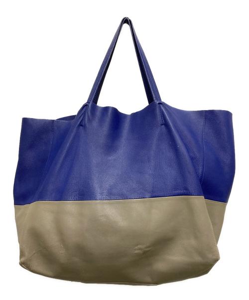 CELINE（セリーヌ）CELINE (セリーヌ) ホリゾンタルカバ バイカラートートバッグ ブルー×グレーの古着・服飾アイテム