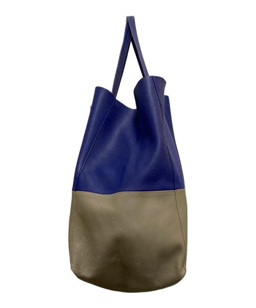 CELINE（セリーヌ）CELINE (セリーヌ) ホリゾンタルカバ バイカラートートバッグ ブルー×グレーの古着・服飾アイテム