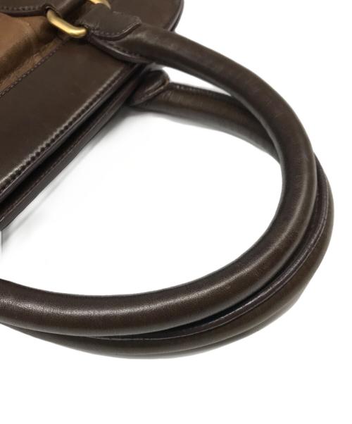 PRADA（プラダ）PRADA (プラダ) ナッパレザーギャザーハンドバッグ ブラウンの古着・服飾アイテム