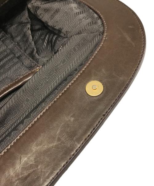 PRADA（プラダ）PRADA (プラダ) ナッパレザーギャザーハンドバッグ ブラウンの古着・服飾アイテム