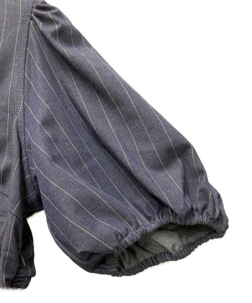 GANNI（ガニー）Ganni (ガニー) ギャザーストライプワンピース ネイビー サイズ:36の古着・服飾アイテム