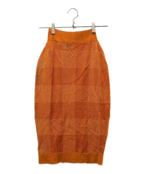 BURBERRY（バーバリー）BURBERRY (バーバリー) メガチェックメッシュニットスカート オレンジ サイズ:Sの古着・服飾アイテム