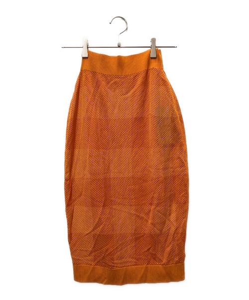 BURBERRY（バーバリー）BURBERRY (バーバリー) メガチェックメッシュニットスカート オレンジ サイズ:Sの古着・服飾アイテム
