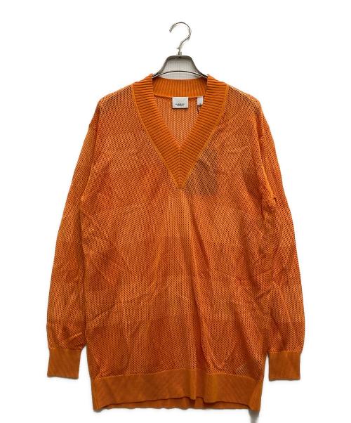 BURBERRY（バーバリー）BURBERRY (バーバリー) メガチェックメッシュVネックニット オレンジ サイズ:M 未使用品の古着・服飾アイテム