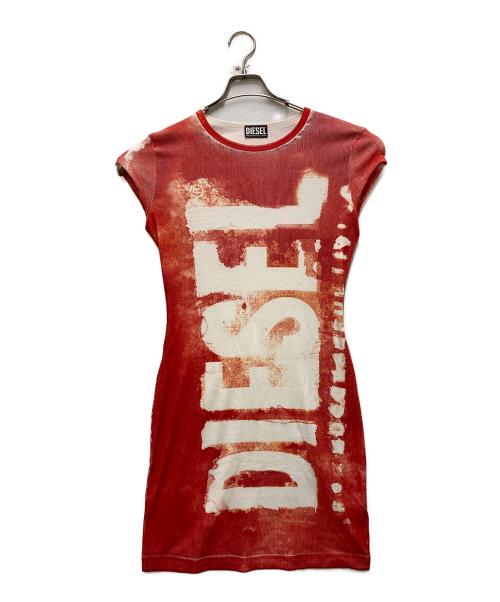 DIESEL（ディーゼル）DIESEL (ディーゼル) リブロゴワンピース レッド サイズ:Lの古着・服飾アイテム