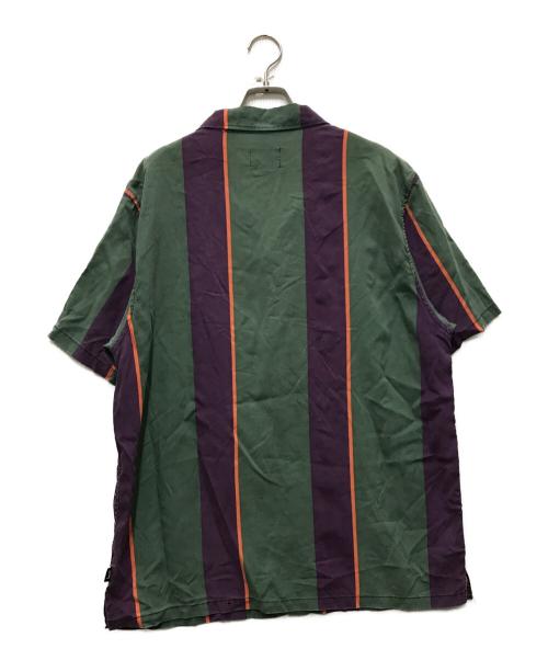 stussy（ステューシー）stussy (ステューシー) オープンカラーストライプシャツ グリーン サイズ:XLの古着・服飾アイテム