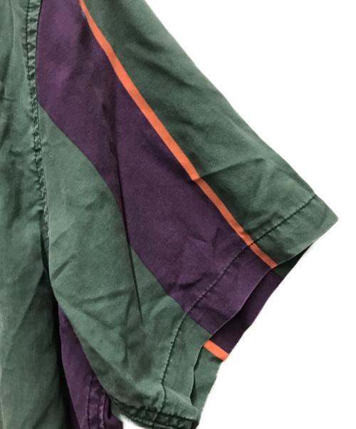 stussy（ステューシー）stussy (ステューシー) オープンカラーストライプシャツ グリーン サイズ:XLの古着・服飾アイテム