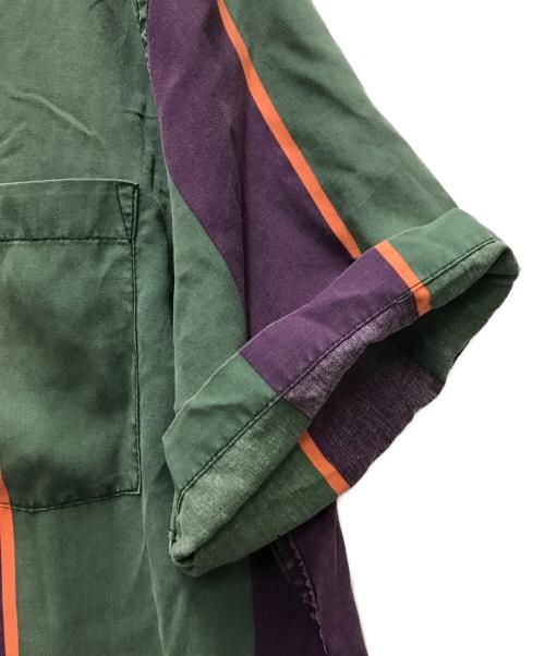 stussy（ステューシー）stussy (ステューシー) オープンカラーストライプシャツ グリーン サイズ:XLの古着・服飾アイテム