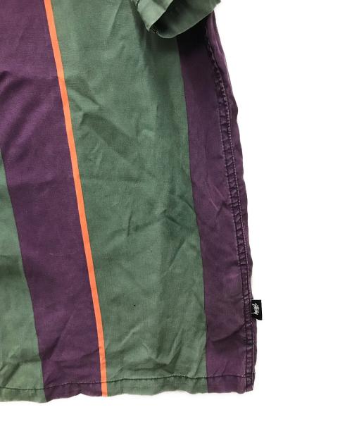 stussy（ステューシー）stussy (ステューシー) オープンカラーストライプシャツ グリーン サイズ:XLの古着・服飾アイテム