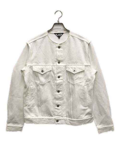 BLACK COMME des GARCONS（ブラックコムデギャルソン）BLACK COMME des GARCONS (ブラックコムデギャルソン) カットオフデザインポリジャケット ホワイト サイズ:Lの古着・服飾アイテム