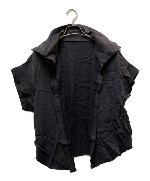 Noble（ノーブル）Noble (ノーブル) 2WAYワイドカラーキュプラブラウス ブラック サイズ:FREEの古着・服飾アイテム