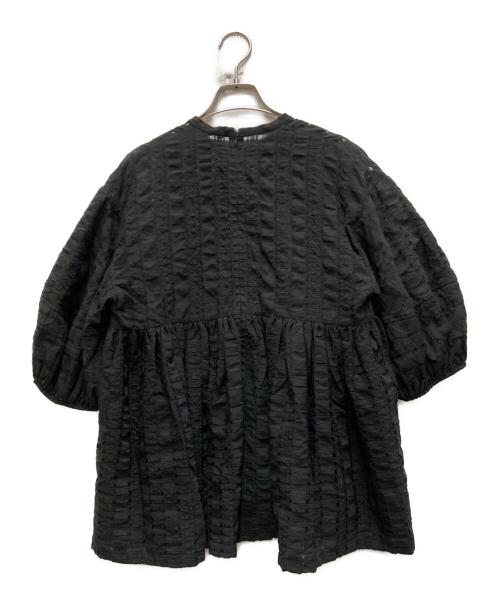 CLANE（クラネ）CLANE (クラネ) SHEER CHECK VOLUME PUFF TOPS ブラック サイズ:Sの古着・服飾アイテム