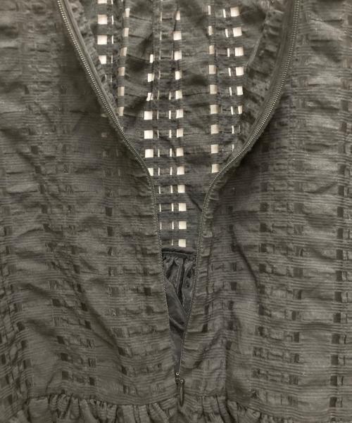 CLANE（クラネ）CLANE (クラネ) SHEER CHECK VOLUME PUFF TOPS ブラック サイズ:Sの古着・服飾アイテム