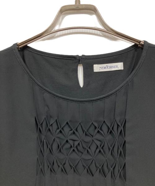 NEWYORKER（ニューヨーカー）NEWYORKER (ニューヨーカー) ギャザーブラウス ブラック サイズ:Ｍの古着・服飾アイテム
