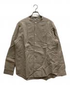 arts&craftsアーツアンドクラフツ）の古着「リネン混バンドカラーシャツ」｜ベージュ