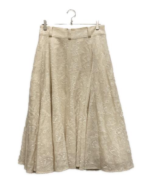 Y's（ワイズ）Y's (ワイズ) ジャガードフレアスカート ベージュ サイズ:2の古着・服飾アイテム