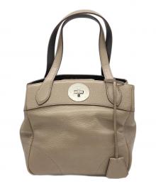 A.D.M.J.（エーディーエムジェイ）の古着「レザーハンドバッグ」｜ベージュ