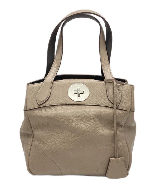 A.D.M.J.（エーディーエムジェイ）A.D.M.J. (エーディーエムジェイ) レザーハンドバッグ ベージュの古着・服飾アイテム