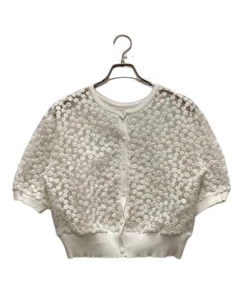 IENA（イエナ）IENA (イエナ) フラワーレースハーフスリーブニット カーディガン ホワイト サイズ:FREEの古着・服飾アイテム