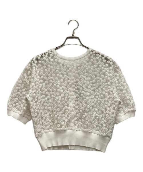 IENA（イエナ）IENA (イエナ) フラワーレースハーフスリーブニット カーディガン ホワイト サイズ:FREEの古着・服飾アイテム