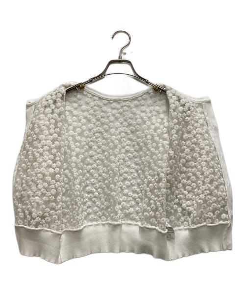 IENA（イエナ）IENA (イエナ) フラワーレースハーフスリーブニット カーディガン ホワイト サイズ:FREEの古着・服飾アイテム