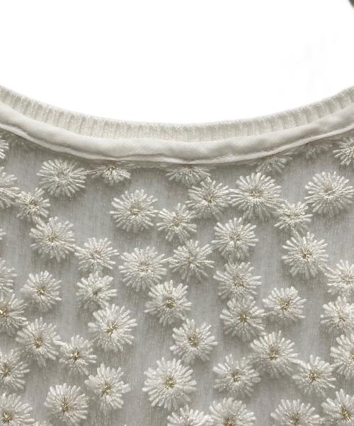 IENA（イエナ）IENA (イエナ) フラワーレースハーフスリーブニット カーディガン ホワイト サイズ:FREEの古着・服飾アイテム