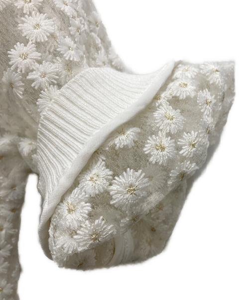 IENA（イエナ）IENA (イエナ) フラワーレースハーフスリーブニット カーディガン ホワイト サイズ:FREEの古着・服飾アイテム