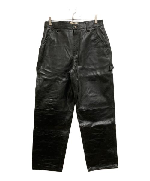 stussy（ステューシー）stussy (ステューシー) CARPENTER PANT LEATHER ブラック サイズ:76cm (W30)の古着・服飾アイテム