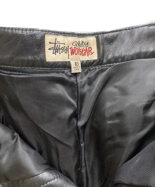 stussy（ステューシー）stussy (ステューシー) CARPENTER PANT LEATHER ブラック サイズ:76cm (W30)の古着・服飾アイテム