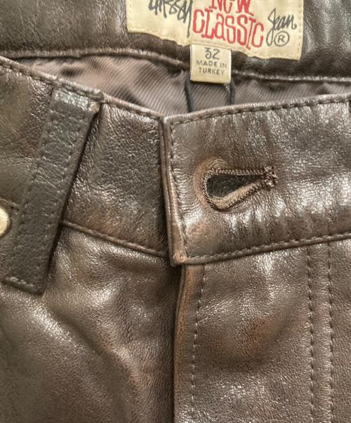 stussy（ステューシー）stussy (ステューシー) New Classic Jean leather ブラウン サイズ: 81cm (W32)の古着・服飾アイテム