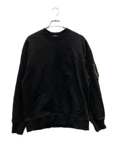 中古・古着通販】CINOH (チノ) CIGAR POCKET CREW NECK SWEAT ブラック