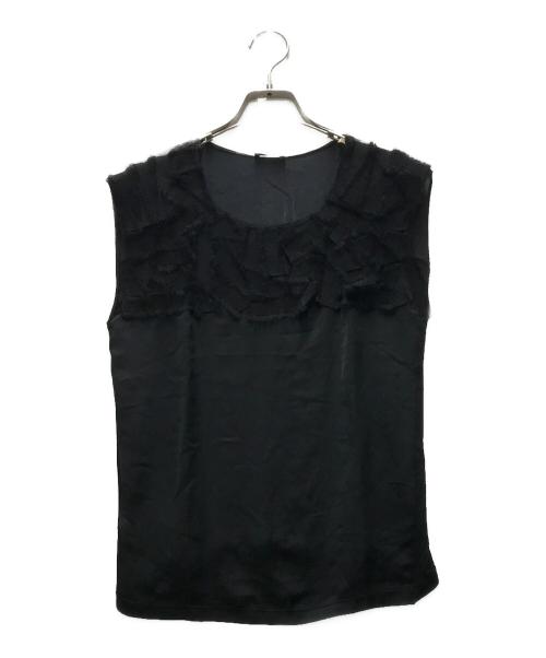 BOTTEGA VENETA（ボッテガベネタ）BOTTEGA VENETA (ボッテガベネタ) シルクノースリーブブラウス ブラック サイズ:Mの古着・服飾アイテム
