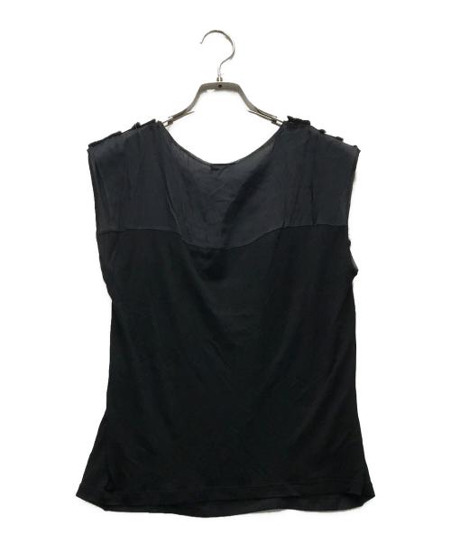BOTTEGA VENETA（ボッテガベネタ）BOTTEGA VENETA (ボッテガベネタ) シルクノースリーブブラウス ブラック サイズ:Mの古着・服飾アイテム