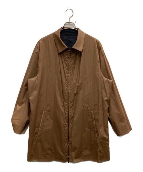 ERMENEGILDO ZEGNA（エルメネジルド・ゼニア）Ermenegildo Zegna (エルメネジルド・ゼニア) リバーシブルジップアップコート ネイビー×ベージュ サイズ:Lの古着・服飾アイテム