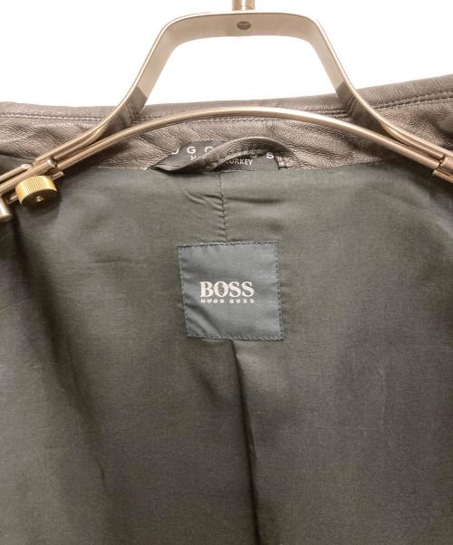 BOSS HUGO BOSS（ボス ヒューゴボス）BOSS HUGO BOSS (ボス ヒューゴボス) レザージャケット ブラック サイズ:52の古着・服飾アイテム