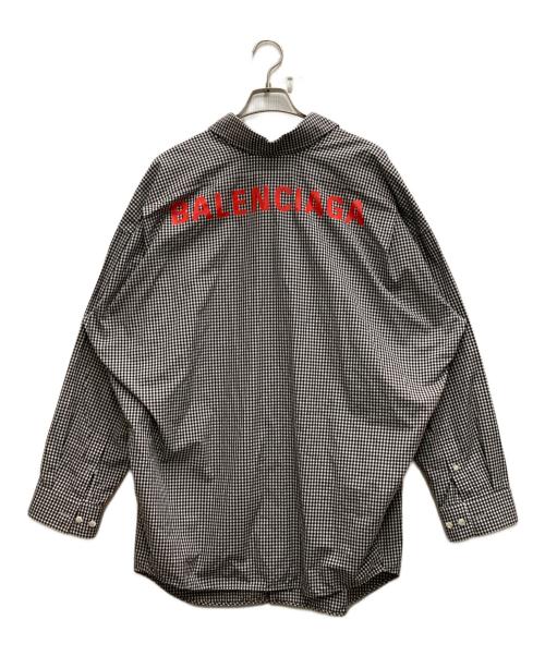 BALENCIAGA（バレンシアガ）BALENCIAGA (バレンシアガ) バックロゴギンガムチェックシャツ ブラック×ホワイト サイズ:34の古着・服飾アイテム