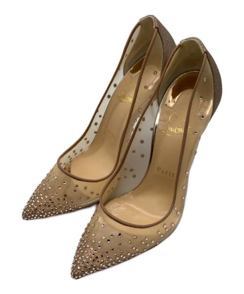 Christian Louboutin（クリスチャン・ルブタン）Christian Louboutin (クリスチャン・ルブタン) ビジューハイヒール ベージュ サイズ:38の古着・服飾アイテム