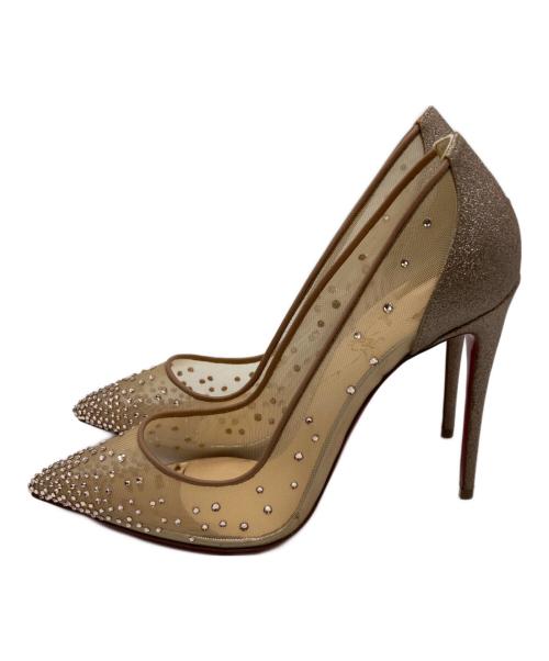 Christian Louboutin（クリスチャン・ルブタン）Christian Louboutin (クリスチャン・ルブタン) ビジューハイヒール ベージュ サイズ:38の古着・服飾アイテム