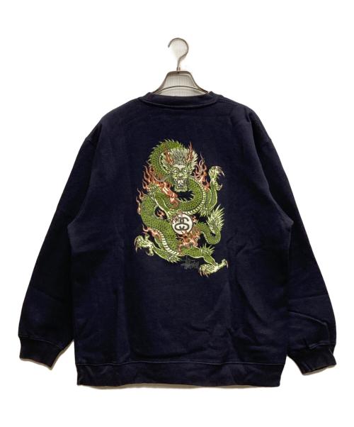 stussy（ステューシー）stussy (ステューシー) 90s ドラゴンプリントスウェット ネイビー サイズ:Ｌの古着・服飾アイテム