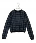 RIM.ARKリムアーク）の古着「Sheer check knit tops シアー チェック ニット トップス 460HAS70-1011」｜ブラック
