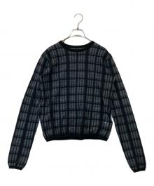 RIM.ARK（リムアーク）の古着「Sheer check knit tops シアー チェック ニット トップス 460HAS70-1011」｜ブラック