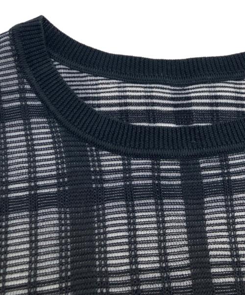 RIM.ARK（リムアーク）RIM.ARK (リムアーク) Sheer check knit tops シアー チェック ニット トップス 460HAS70-1011 ブラック サイズ:FREEの古着・服飾アイテム