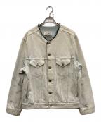 Maison Margiela 14メゾンマルジェラ 14）の古着「ペンキ加工ノーカラーデニムジャケット」｜ブルー