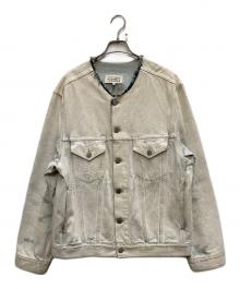 Maison Margiela 14（メゾンマルジェラ 14）の古着「ペンキ加工ノーカラーデニムジャケット」｜ブルー