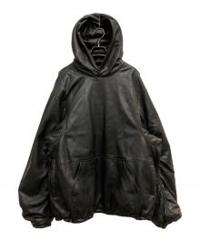 BALENCIAGA（バレンシアガ）の古着「フーデッドレザージャケット/パーカー」｜ブラック