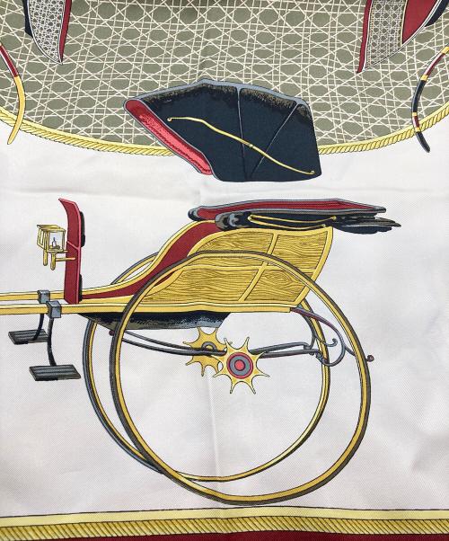 HERMES（エルメス）HERMES (エルメス) シルクスカーフ ベージュ×レッドの古着・服飾アイテム