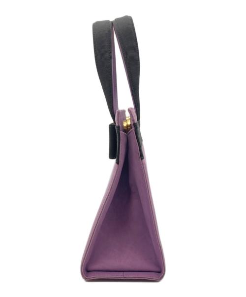 Salvatore Ferragamo（サルヴァトーレ フェラガモ）Salvatore Ferragamo (サルヴァトーレ フェラガモ) ヌバックヴァラリボンハンドバッグ パープルの古着・服飾アイテム