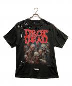 DROPDEADドロップデッド）の古着「クラッシュ加工プリントTシャツ」｜ブラック