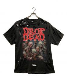 DROPDEAD（ドロップデッド）の古着「クラッシュ加工プリントTシャツ」｜ブラック